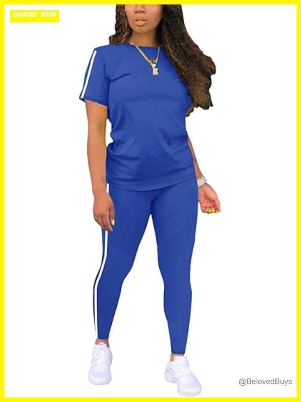 2 Piece Outfits Sweatsuit Summer Workout Striped Short Sleeve Long Sweatpants
